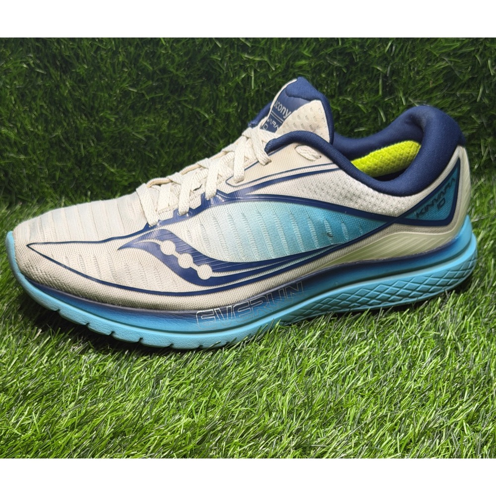 Saucony Kinvara 10 Womens Running Shoes White Blue EVERUN S10467-3 Size 10